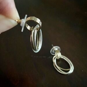 Elegant Silver & Gold-Tone Triple Loop Earrings (NEW)